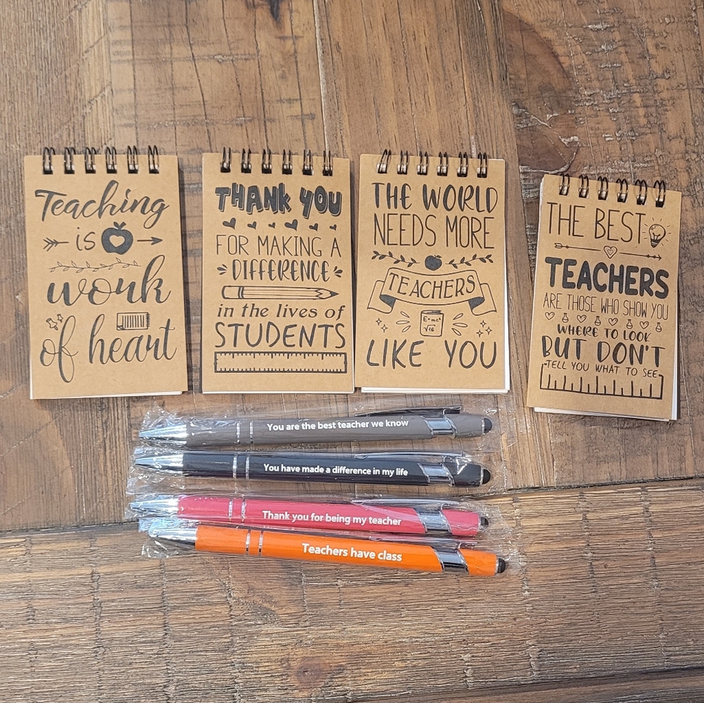 Inspirational Teacher Notebooks and Pens 4 Pack